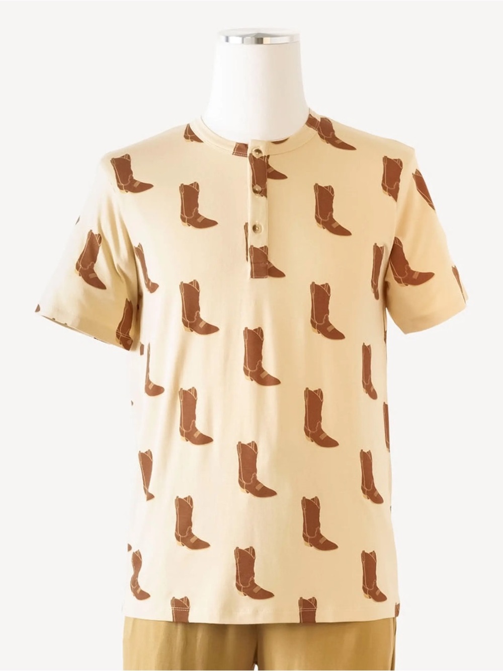 kate quinn argon Cowboy Boot Print Henley shirt 39887
